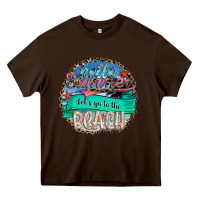 Chocolate Brown Hello Summer Let's Go To The Beach Heavy Core Tee - SublimationCraftShop