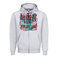 Heather Grey mama all day everyday Zipper Hoodie - LillyAllenDesigns