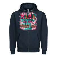 Navy mama all day everyday Zipper Hoodie - LillyAllenDesigns