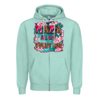 Seafoam mama all day everyday Zipper Hoodie - LillyAllenDesigns