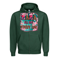 Sports Green mama all day everyday Zipper Hoodie - LillyAllenDesigns