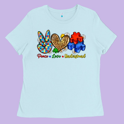 Peace Love Understand Ladies Tee Designed By Zillion Design Studio