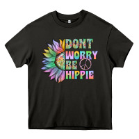 Asphalt Don't Worry Be Hippie Heavy Core Tee - CowhideDigitalArt