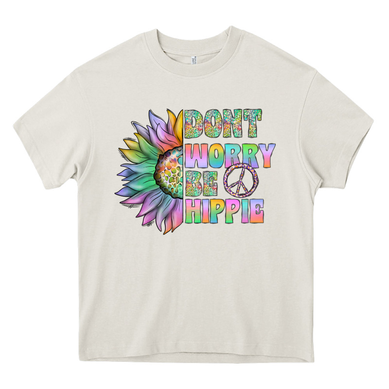Don't Worry Be Hippie Heavy Core Tee by CowhideDigitalArt | Teevron