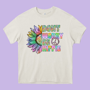 Don't Worry Be Hippie Heavy Core Tee Designed By Cowhidedigitalart