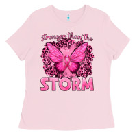 Bubblegum Pink Stronger Than The Storm Breast Cancer Ladies Tee - texasbilliewilder