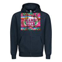 Navy mama cita cactus serape Zipper Hoodie - LillyAllenDesigns