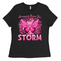 Black Stronger Than The Storm Breast Cancer Ladies Tee - texasbilliewilder