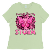 Matcha Stronger Than The Storm Breast Cancer Ladies Tee - texasbilliewilder