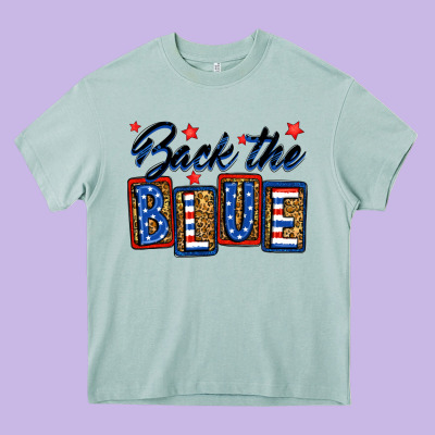 Back The Blue Heavy Core Tee Designed By Neo Western