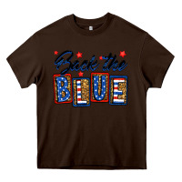 Chocolate Brown Back the blue Heavy Core Tee - Neo Western