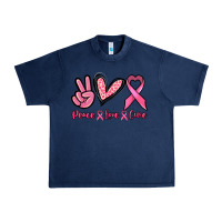 Navy Peace love cure Urban Heavy Tee - NancyCooperArtShop