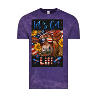 Cloud Purple Western Let's Get Lit Cow Vintage Tee - LillyAllenDesigns