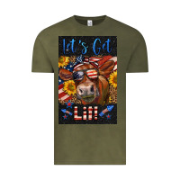 Vintage Olive Western Let's Get Lit Cow Vintage Tee - LillyAllenDesigns