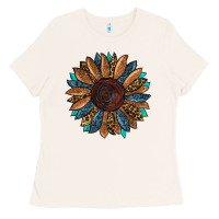 Bone fall tooled lather leopard Ladies Tee - RanaPortraitStore