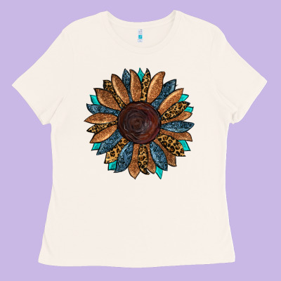 Fall Tooled Lather Leopard Ladies Tee Designed By Ranaportraitstore