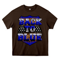 Chocolate Brown Back the blue Heavy Core Tee - Neo Western