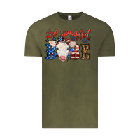 Vintage Olive Western Star Spangled Baby Cow Vintage Tee - LillyAllenDesigns