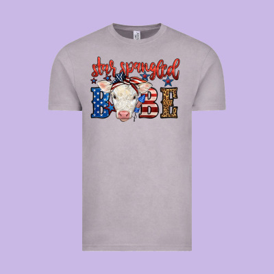 Western Star Spangled Baby Cow Vintage Tee Designed By Lillyallendesigns