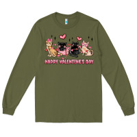Army Green happy valentines day cats Long Sleeve Tee - MaliasSmallBusiness