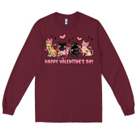 Burgundy happy valentines day cats Long Sleeve Tee - MaliasSmallBusiness