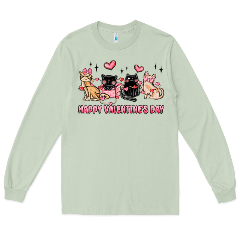 Happy Valentines Day Cats Long Sleeve Tee by MaliasSmallBusiness | Teevron
