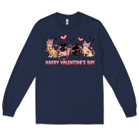 Navy happy valentines day cats Long Sleeve Tee - MaliasSmallBusiness