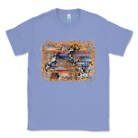 Colony Blue aztec leopard cowhide wood western background Classic Tee - AdoDesignShop