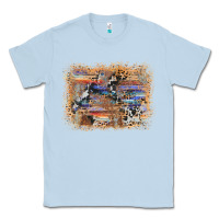 Dusty Blue aztec leopard cowhide wood western background Classic Tee - AdoDesignShop