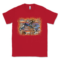 Red aztec leopard cowhide wood western background Classic Tee - AdoDesignShop