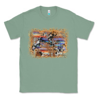 Sage aztec leopard cowhide wood western background Classic Tee - AdoDesignShop