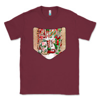 Burgundy Christmas Pocket Classic Tee - CowhideDigitalArt