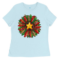 Baby Blue christmas sunflower Ladies Tee - RanaPortraitStore