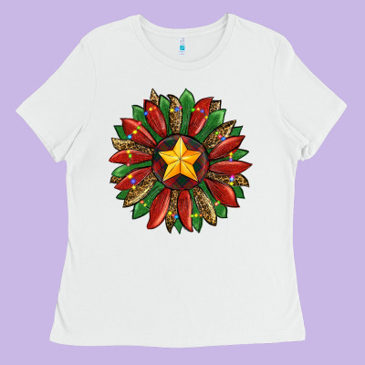 Christmas Sunflower Ladies Tee Designed By Ranaportraitstore
