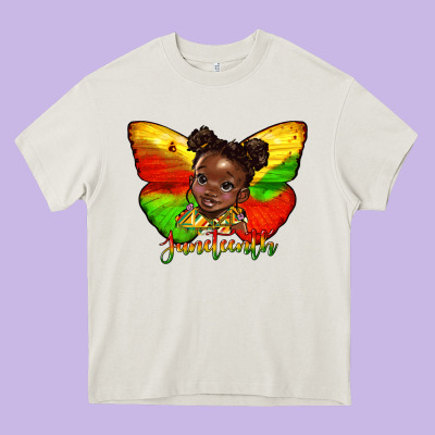 Juneteenth Butterfly Black Girl Heavy Core Tee Designed By Hra Design Shop