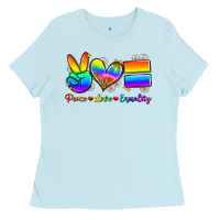 Baby Blue peace love equality Ladies Tee - Zillion Design Studio