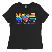 Black peace love equality Ladies Tee - Zillion Design Studio