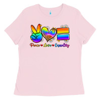 Bubblegum Pink peace love equality Ladies Tee - Zillion Design Studio