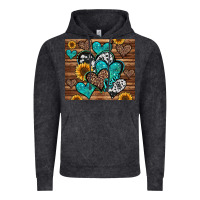 Vintage Black turquoise sunflower hearts Vintage Hoodie - Jasminsmagicworld