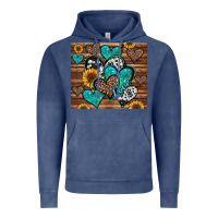 Vintage Denim turquoise sunflower hearts Vintage Hoodie - Jasminsmagicworld