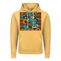 Vintage Mustard turquoise sunflower hearts Vintage Hoodie - Jasminsmagicworld