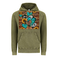 Vintage Olive turquoise sunflower hearts Vintage Hoodie - Jasminsmagicworld