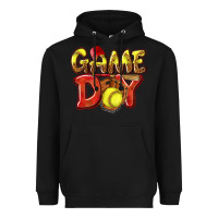 Black Game Day Softball Heavyweight Hoodie - NancyCooperArtShop