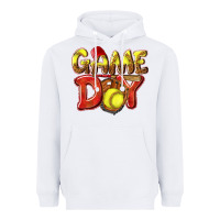White Game Day Softball Heavyweight Hoodie - NancyCooperArtShop