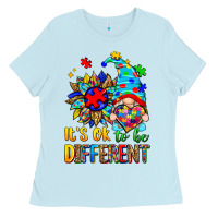 Baby Blue it's ok to be different autism gnome Ladies Tee - Zillion Design Studio