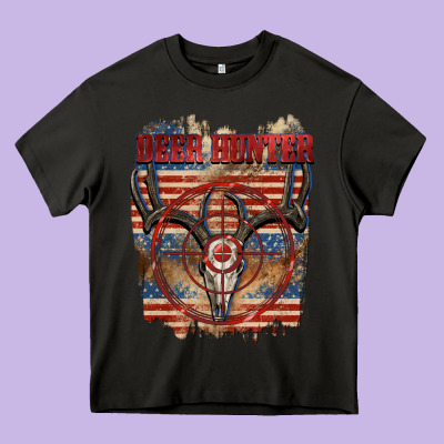 Deer Hunter 4th Of July Heavy Core Tee Designed By Cowgirlartshop