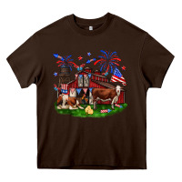 Chocolate Brown Barn farm animals 4th of July Heavy Core Tee - Neo Western