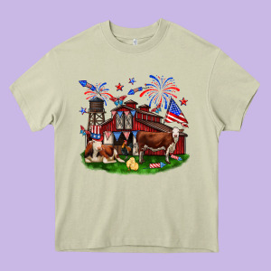 Barn Farm Animals 4th Of July Heavy Core Tee Designed By Neo Western