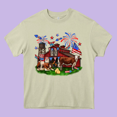 Barn Farm Animals 4th Of July Heavy Core Tee Designed By Neo Western