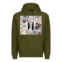 Army Green gothic girl and colorful girl Premium Hoodie - TumblerDesignByShophia
